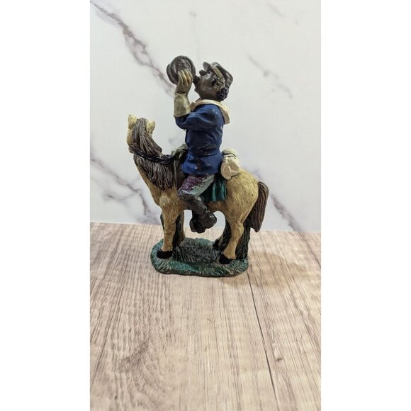 Vintage Hand-Painted Cowboy Figurine Drinking On Horse Resin 6" Tall Western Dec - Picture 8 of 10